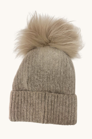 Angora/Wool Hat, Taupe