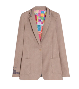 Beige Herringbone Blazer