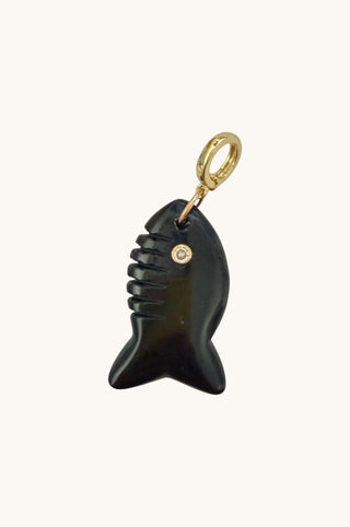 Obsidian Fish Charm