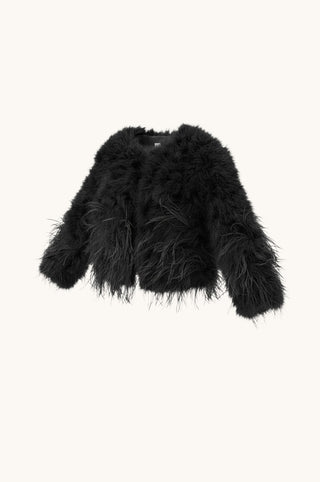 Ostrich Trim Jacket, Black