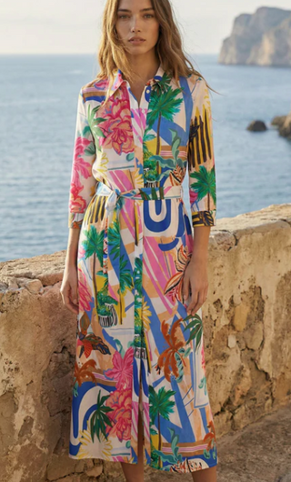 Palm Print Shirtdress