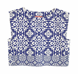 Walker Boxy Crop Top, Rosetta Tile Navy