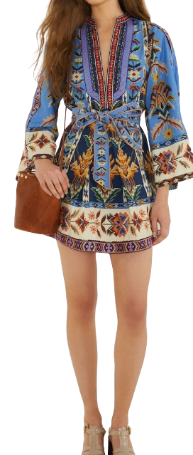 Tapestry Blue Mini Dress