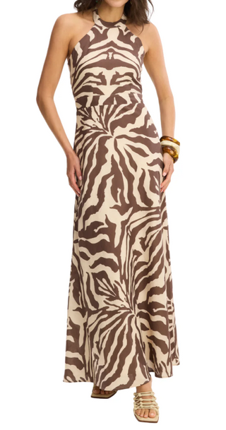 Riley Maxi Dress, Brown Zebra