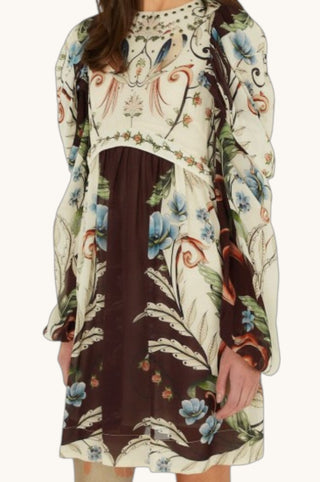 Millena Off-White Long Sleeves Mini Dress