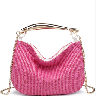 Woven Metal Handle Crossbody Bag