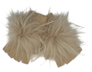 Angora Pom Handwarmer, Tan