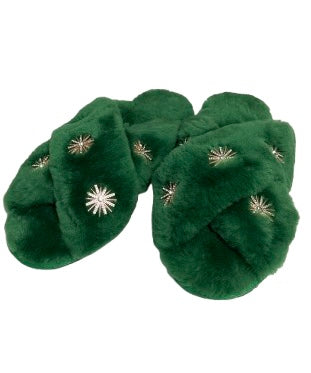 Sheepskin Slippers, Green