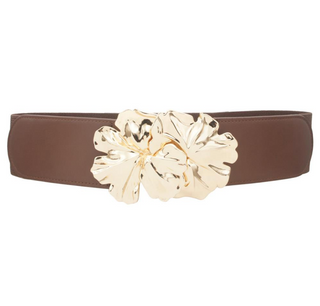 Elastic Flower Belt, Dark Brown