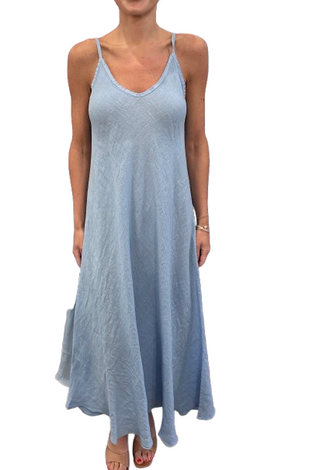 Linen Slip Dress, Sky