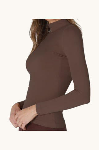 Long Sleeve Mock Neck, French Roast