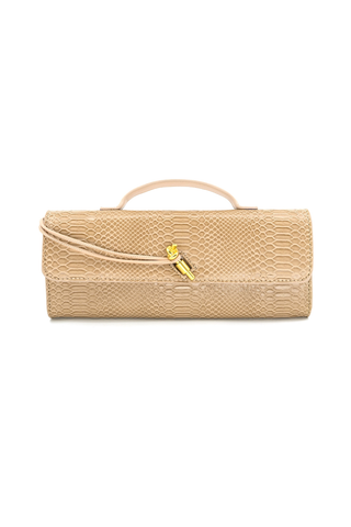 Croc Long Clutch, Beige