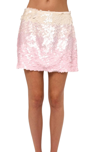 Selena Mini Skirt, Pink Ivory Sequin