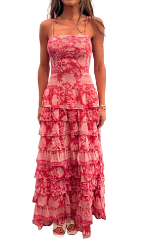 Pink Frill Maxi Dress