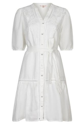 Lace Detail Linen Dress