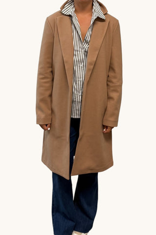 Brushed Knit Coat, Tan