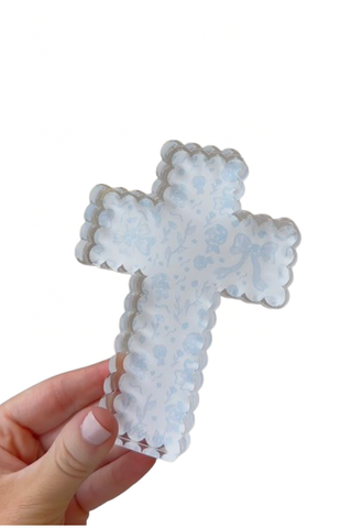 Scalloped Acrylic Cross, Blue