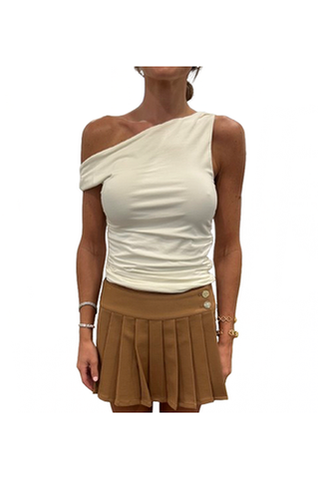Twist Shoulder Top, Pearl