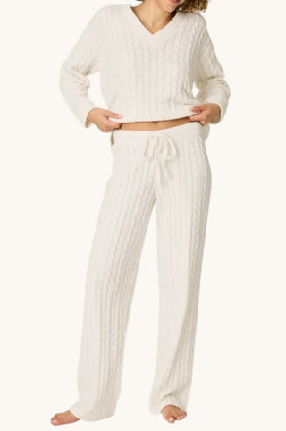 Cozy Chenille 3 Piece PJ Set, Ivory