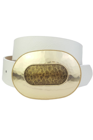 Oval Brass Belt, White