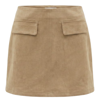 Suede Mini Skirt, Tan