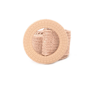 Beige woven belt on a white background