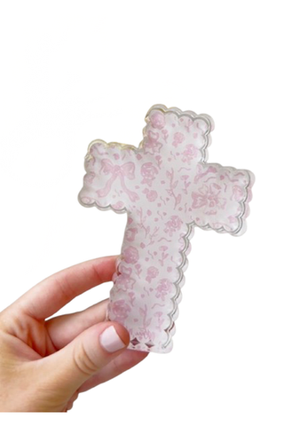 Scalloped Acrylic Cross, Pink