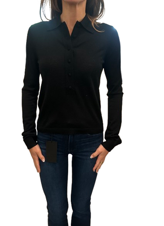 Superfine Merino Polo, Black