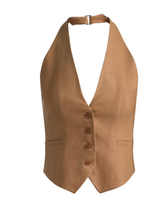 Erica Collarless Deep V Neck Vest