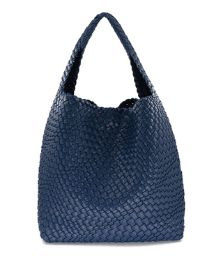 Woven Hobo Tote, Navy