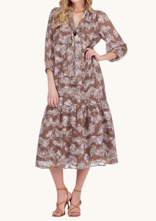 Tie Flounce Midi Dress