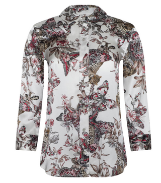 Dani 3/4 Blouse, White Butterfly