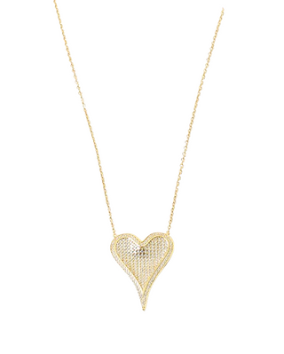 One Heart Pave Heart Necklace, Gold