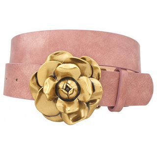 Camelia Bloom Buckle Belt, Mauve