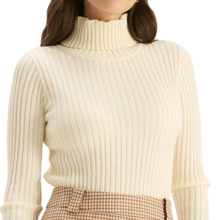 Cotton/Cashmere Blend Turtleneck, Ivory