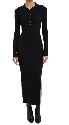 Bobby Rib Knit Dress, Black