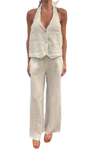 Linen Halter, White