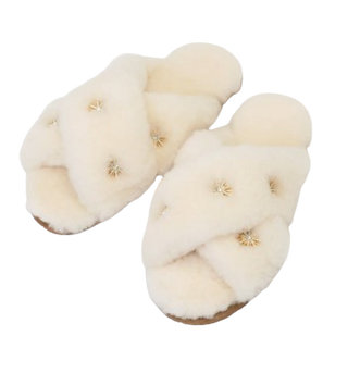 Sheepskin Slippers, Beige