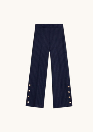 Pinstripe Navy Knit Trousers
