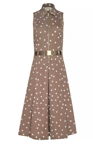 Kylo Belted Shirt Dress, Ecru Polka Dot
