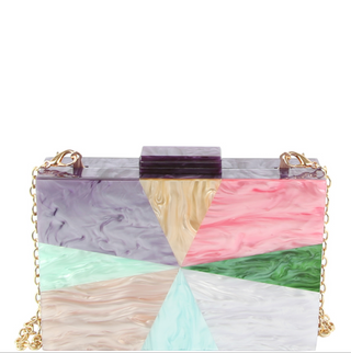 Multi Color Marble Design Crossbody Clutch Bag