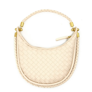 Mini Woven Hobo, Cream