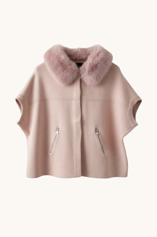 Faux Fur Collar Cardigan, Blush