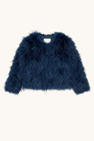 Ostrich Trim Jacket, Navy Blue